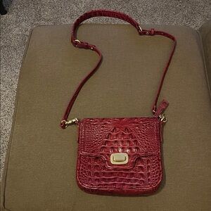 Brahmin Red Embossed Crossbody Bag